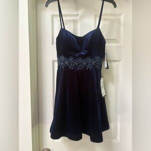 City Studio Navy Mini Dress with Embellished Waist